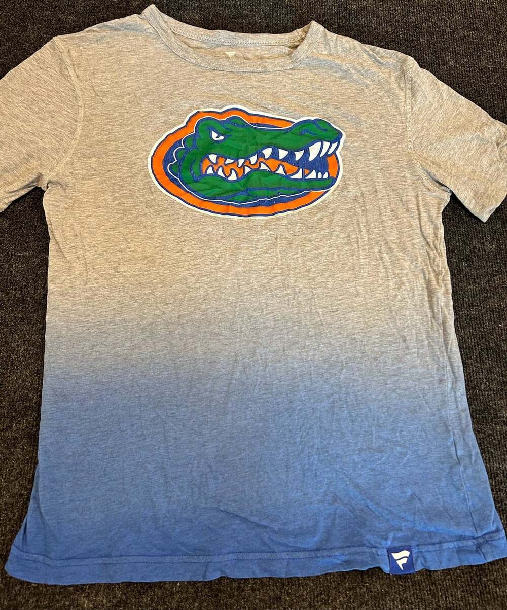 Fanatics Florida Gators Dip Dye Ombre Short Sleeve T-Shirt Grey Blue Men's Mediu